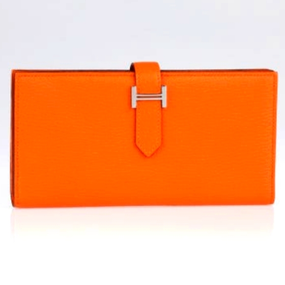 upside-down pineapple Handbags - Orange Chevre Mysore Leather Bearn Gusset Wallet